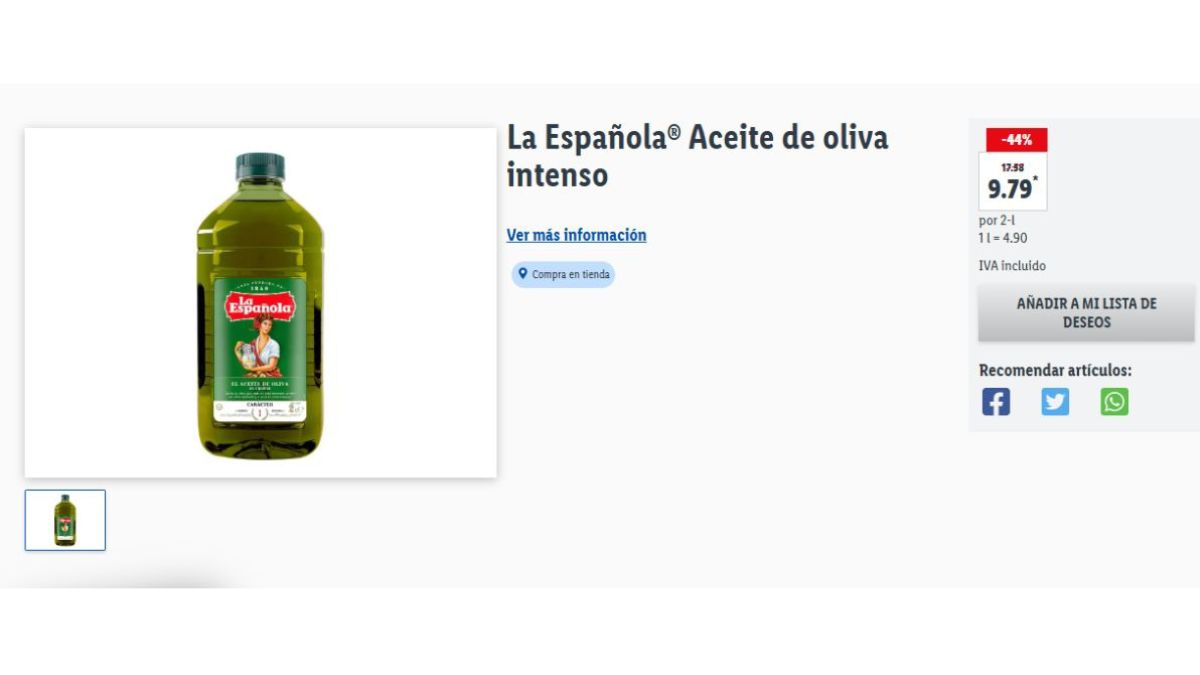 aceite de oliva intenso de lidl