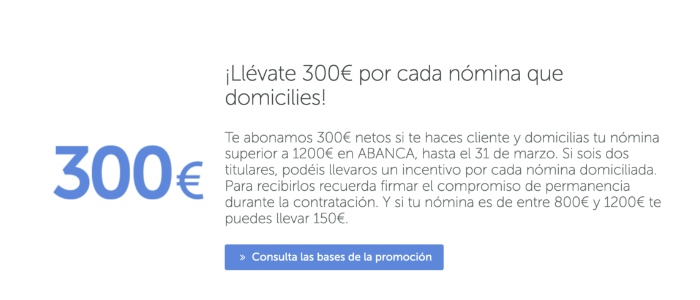 Abanca regala 300 euros