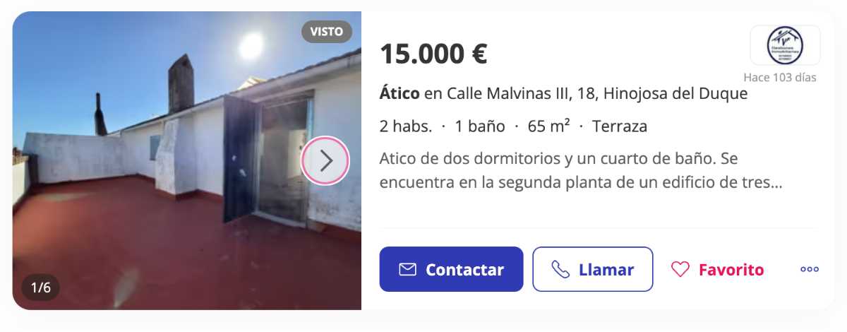 Ático en venta en Hinojosa del Duque (Córdoba) por un precio de 15.000 euros