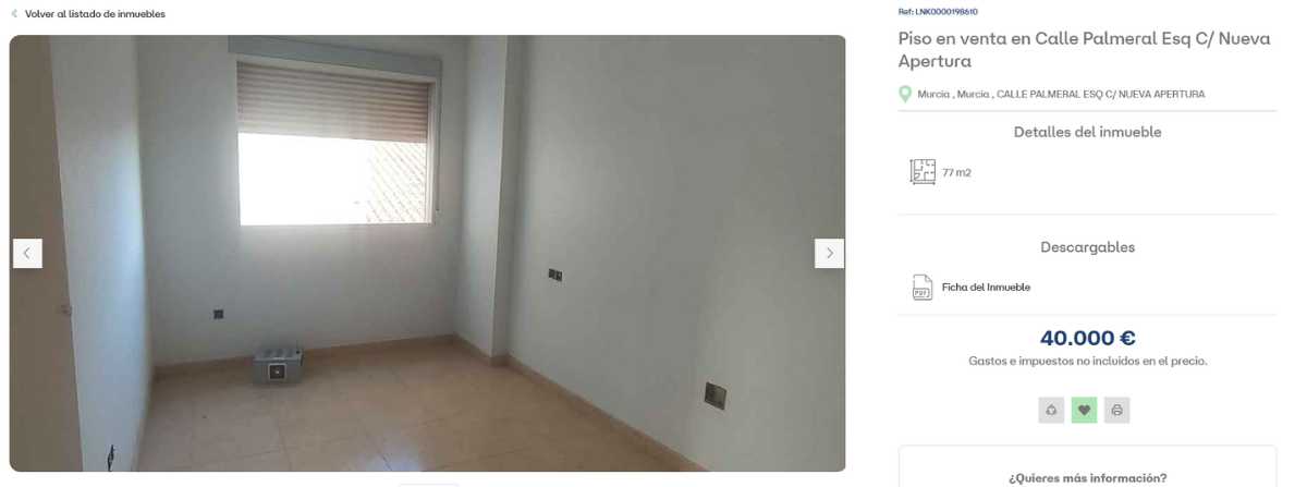 Piso en venta en Alquerías (Murcia) por un precio de 40.000 euros 