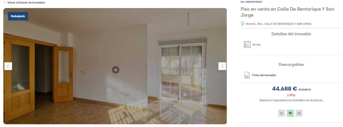 Piso en venta en Íllar (Almería) por un precio de 44.688 euros 