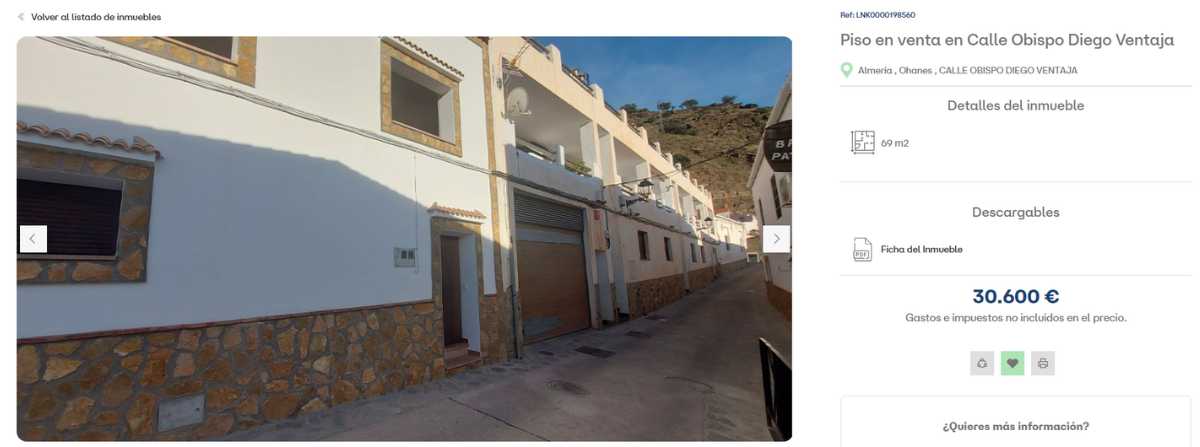 Piso en venta en Ohanes (Almería) por un precio de 30.600 euros 