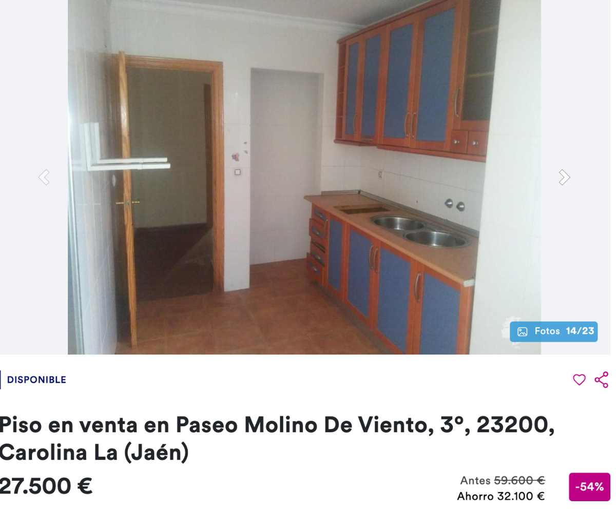Piso en venta en La Carolina (Jaén) por un precio de 27.500 euros