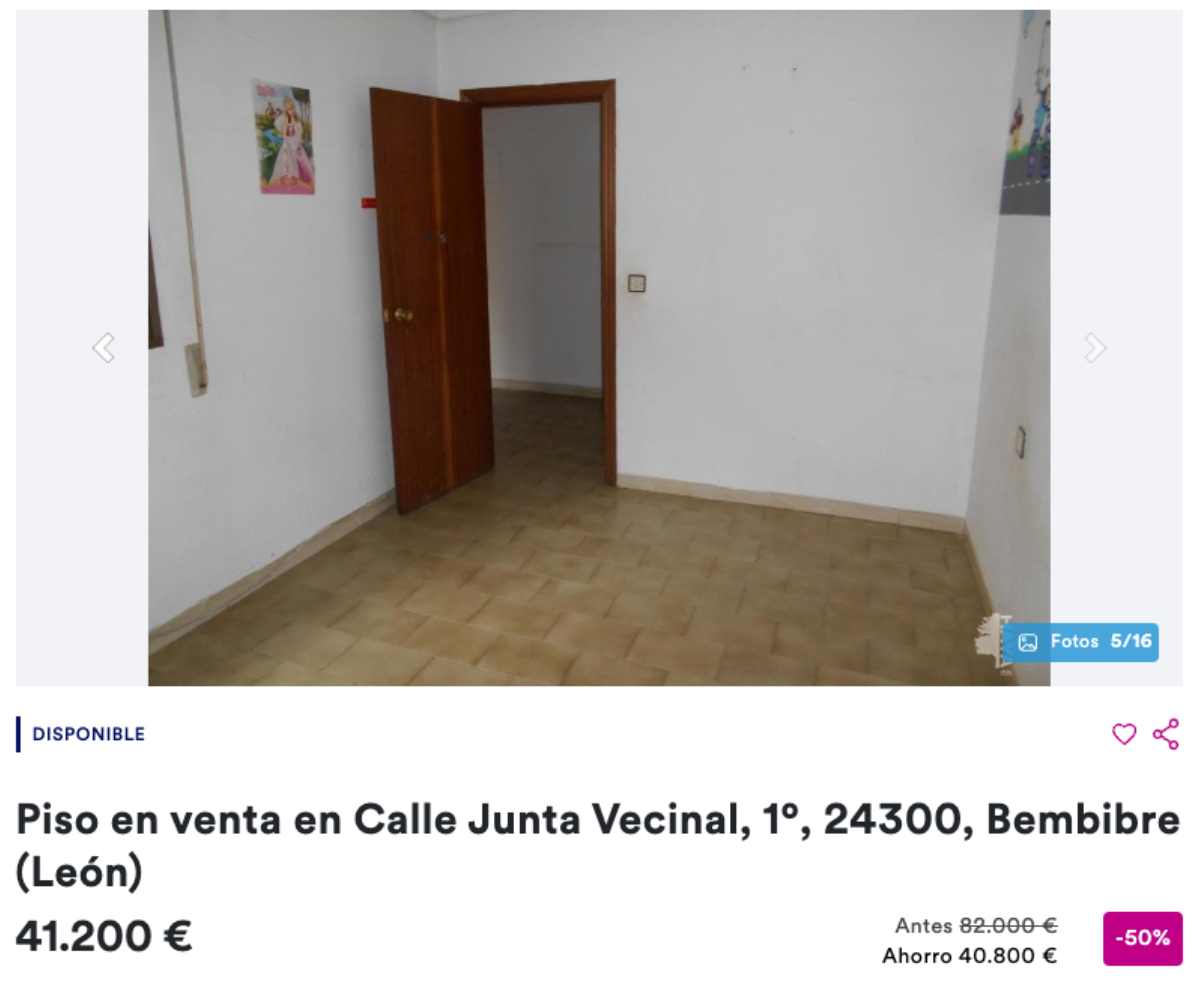 Piso en venta en Bembibre por un precio de 41.200 euros 