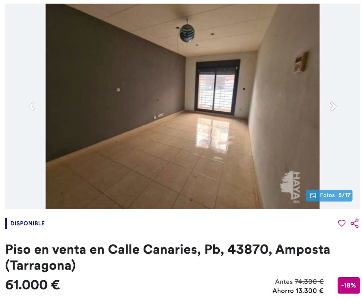 Piso en venta en Amposta (Tarragona) por un precio de 61.000 euros