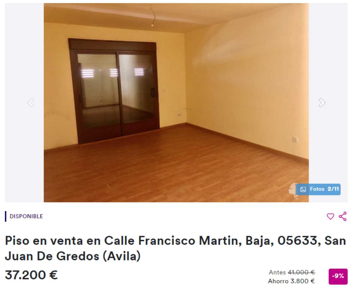 Piso en venta en San Juan de Gredos (Ávila) por un precio de 37.200 euros 