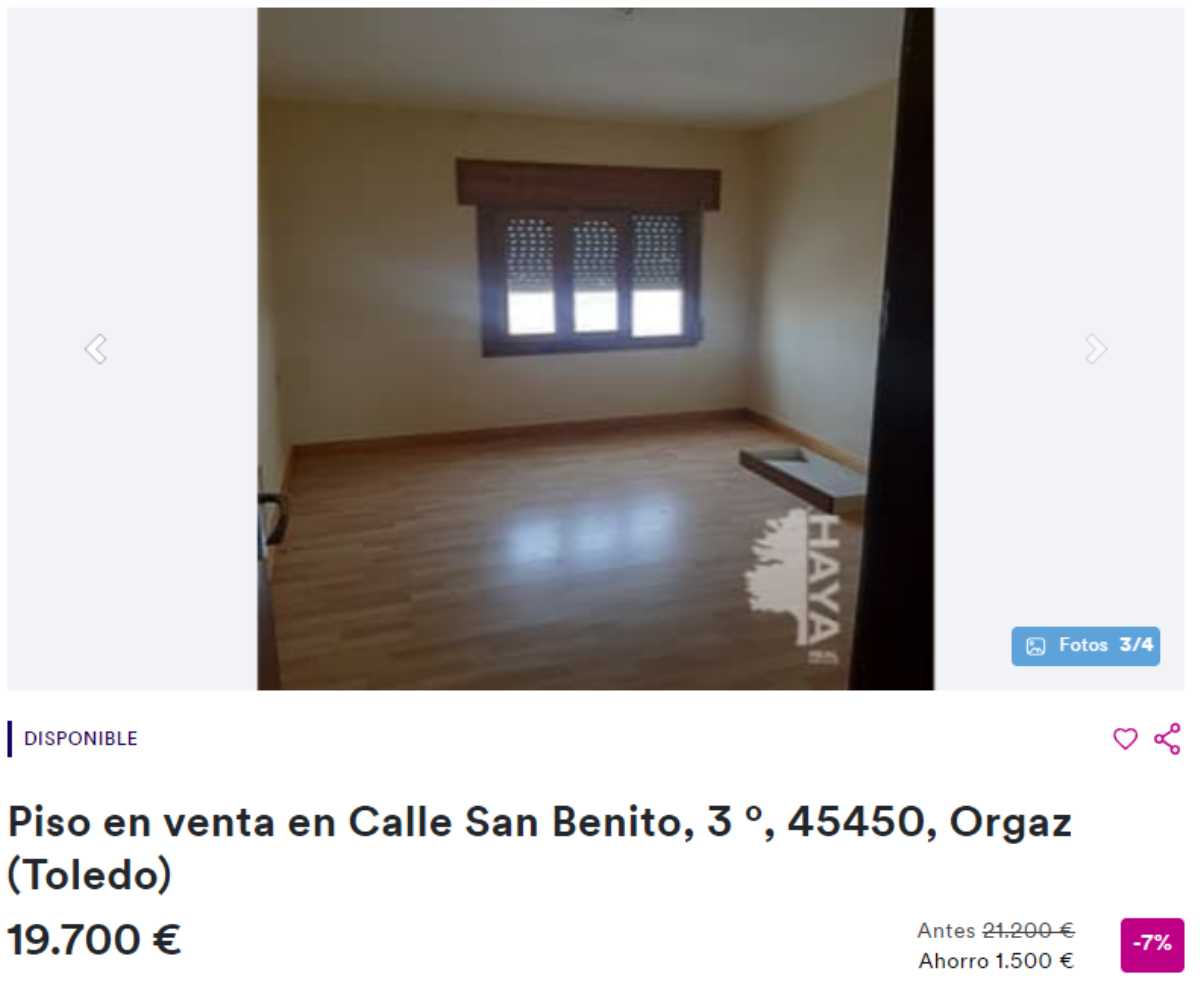 Piso en venta en Orgaz (Toledo) por un precio de 19.700 euros 