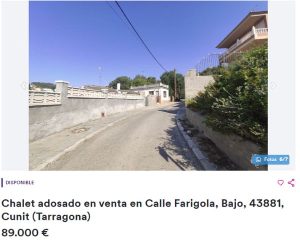 Chalet en venta en Cunit, por 89.000 euros