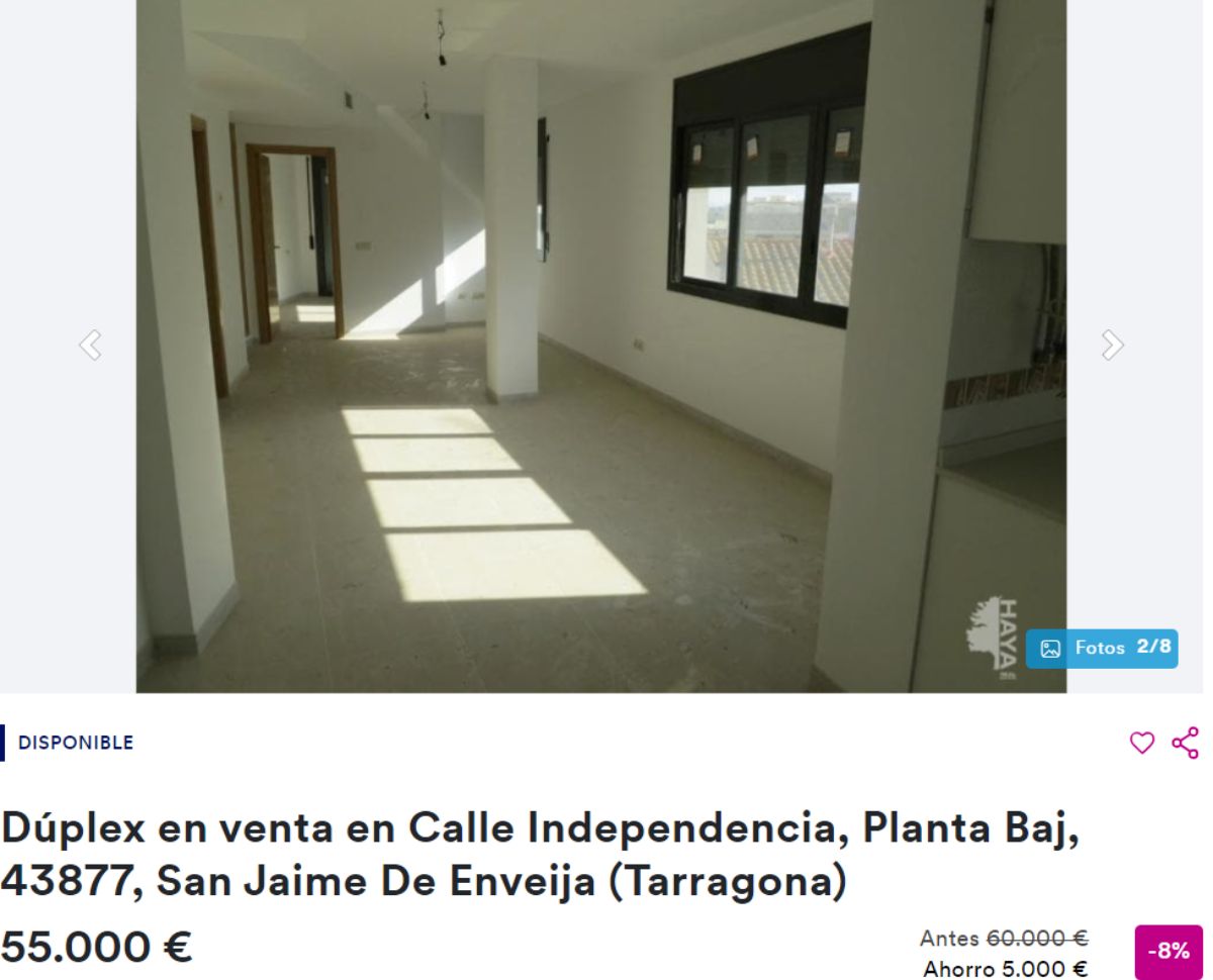 Dúplex en venta por 55.000 euros