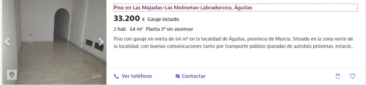 Piso en venta en Águilas por un precio de 33.200 euros 