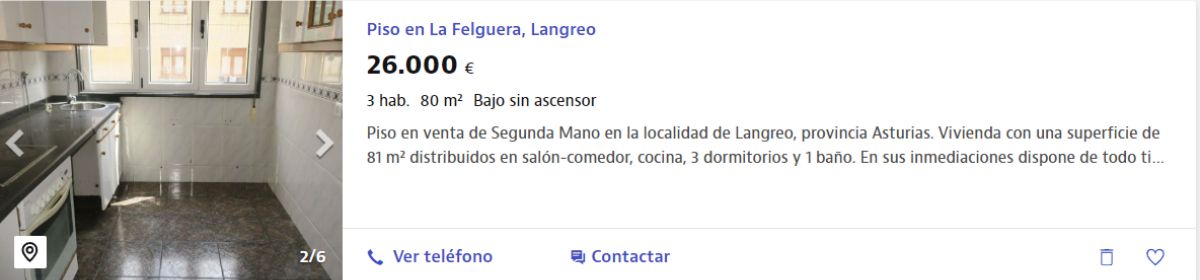 Piso en venta en Langreo por un precio de 26.000 euros 
