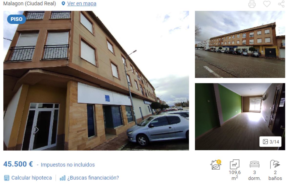 Piso en venta en Malagón (Ciudad Real), por un precio de 45.500 euros