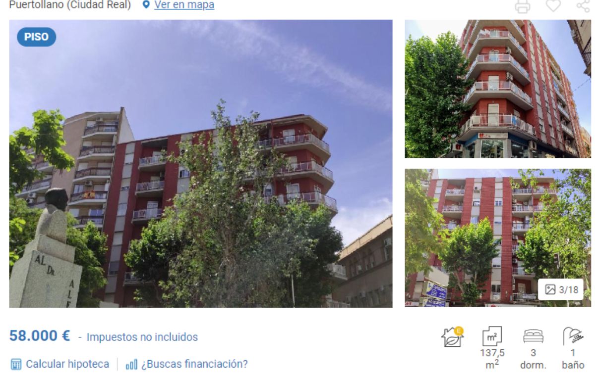 Piso en venta en Puertollano (Ciudad Real), por un precio de 58.000 euros