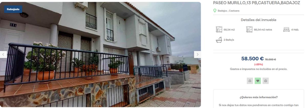 Adosado en venta por 58.500 euros