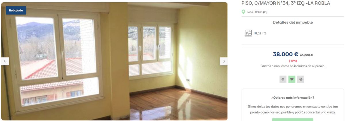 Piso en venta por 38.000 euros