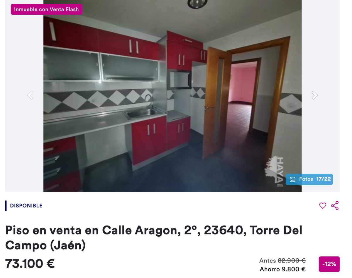 Piso en venta en Torre del Campo (Jaén) por un precio de 73.100 euros