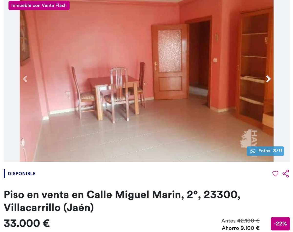 Piso en venta en Villacarrillo (Jaén) por un precio de 33.000 euros