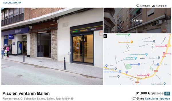 Piso en venta en Bailén por 31.000 euros