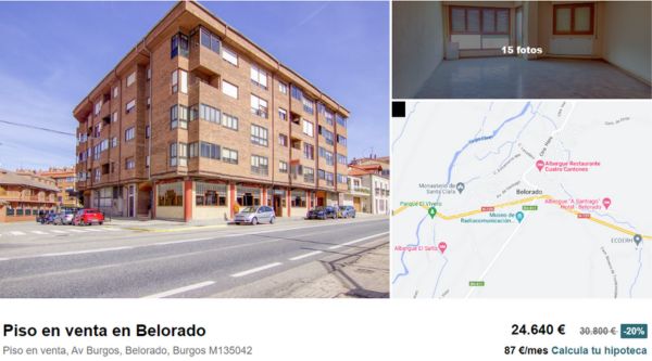 Piso en venta en Belorado por 24.640 euros 