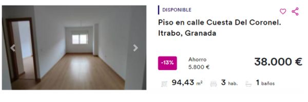 Piso en venta Itrabo por 38.000 euros