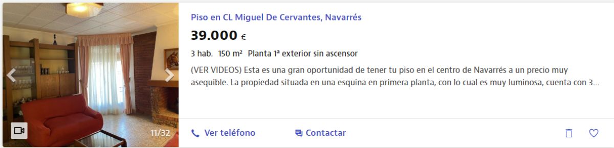 Piso en venta en Navarrés, por un precio de 39.000 euros  