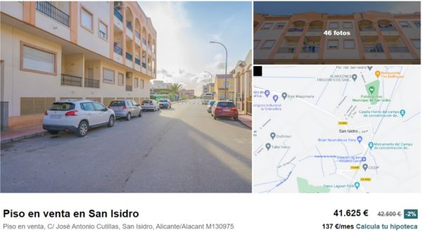 Piso en venta en San Isidro por 41.625 euros 