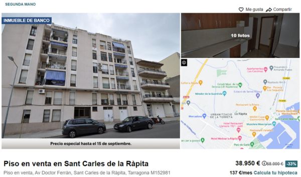 Piso en venta en Sant Carles de la Ràpita por 38.950 euros