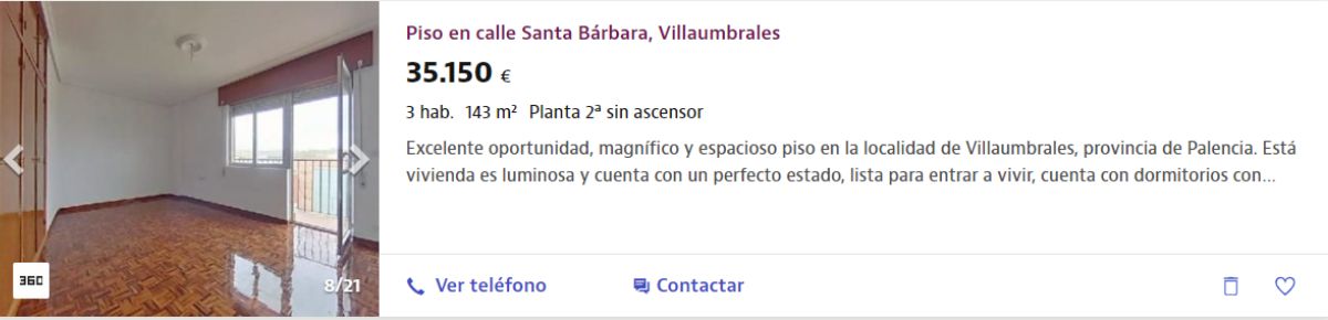 Piso en venta en Villaumbrales, por un precio de 35.150 euros 