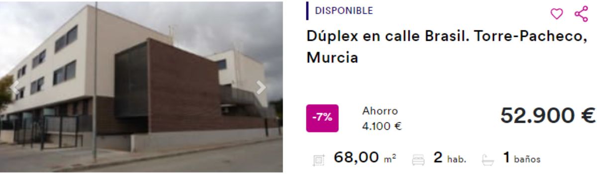 Piso en venta en Torre-Pacheco (Murcia) por un precio de 52.900 euros 
