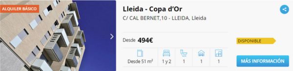 Piso de alquiler básico en Lleida por 494 euros al mes