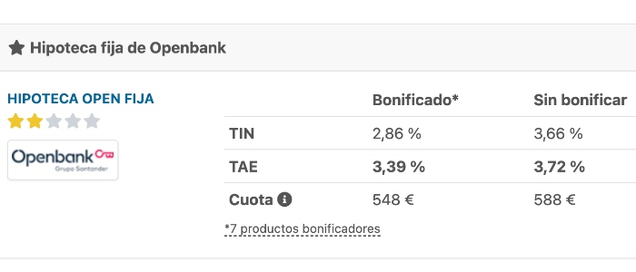 Hipoteca fija Openbank