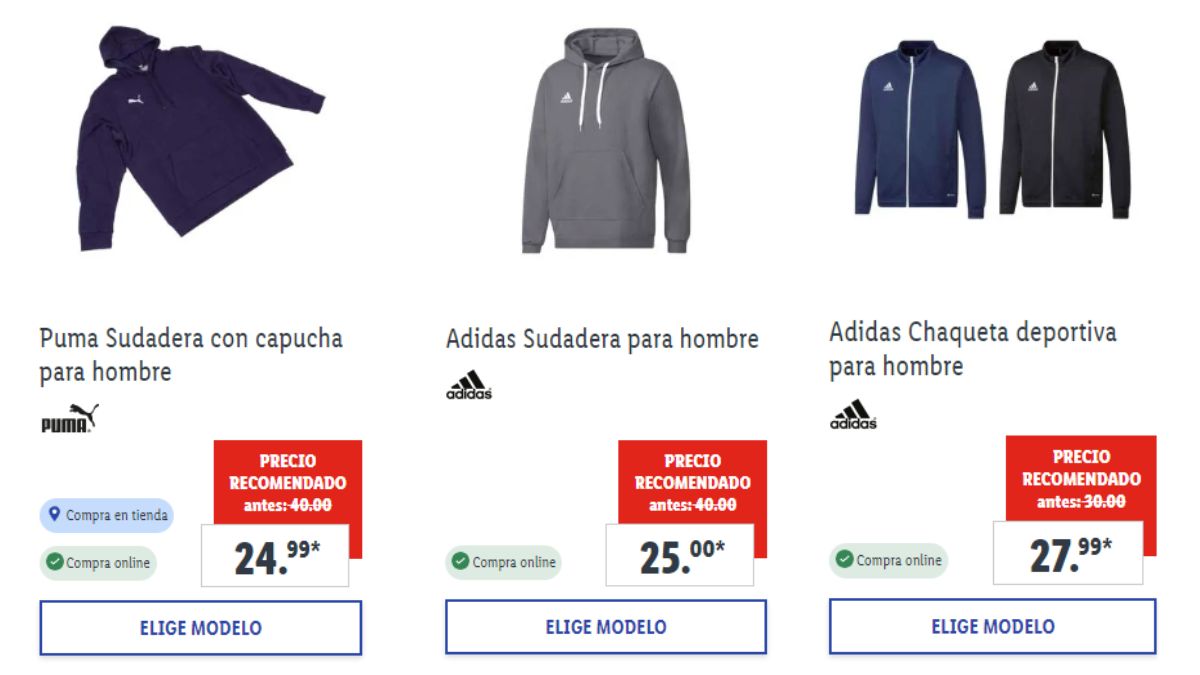 Chaquetas Lidl marcas Adidas y Puma 