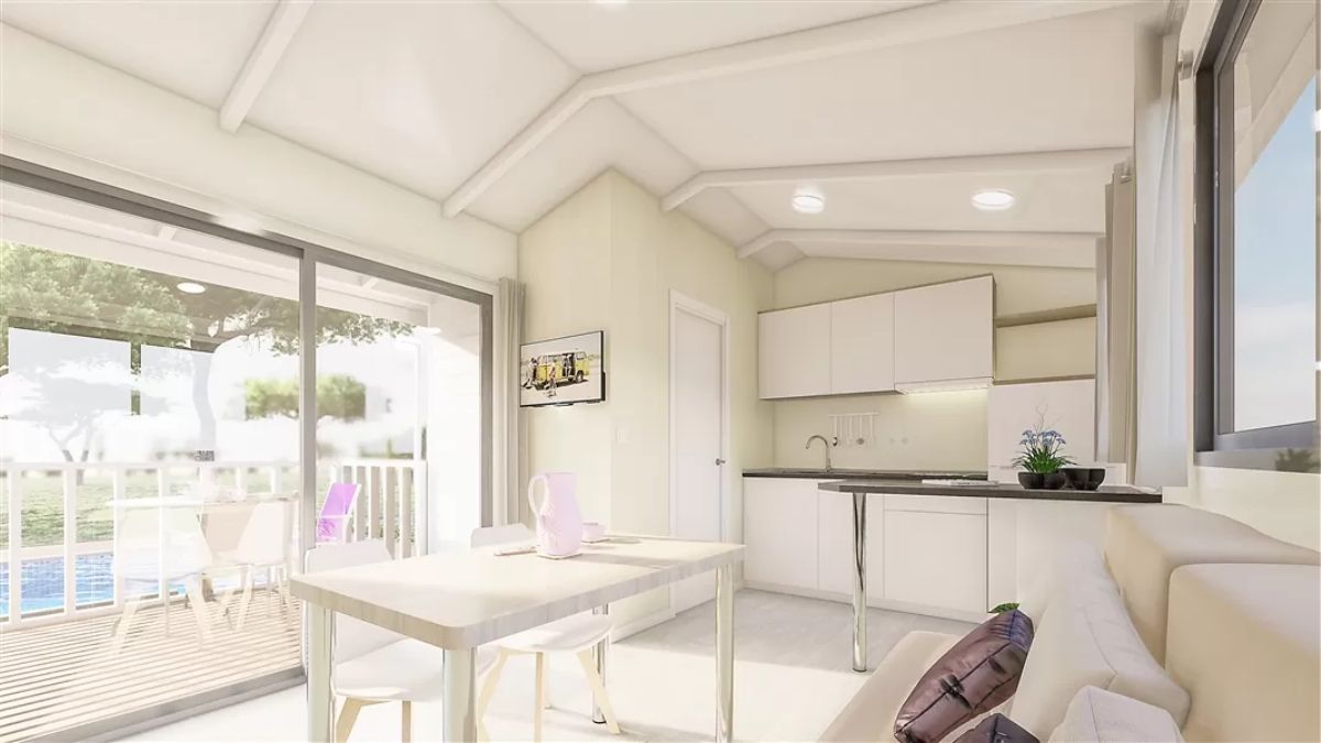 Interior casa prefabricada Mediterráneo