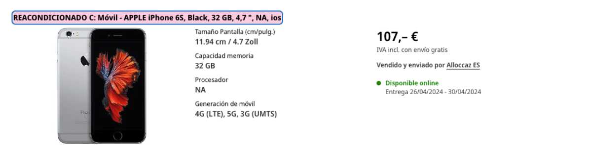 iphone por 107 euros