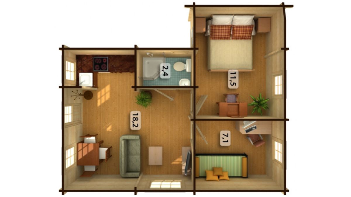 Distribución casa prefabricada Emily | Palmako