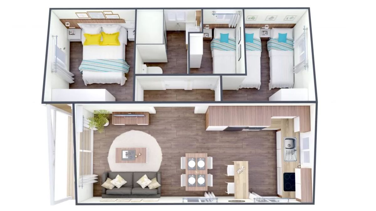 Plano casa prefabricada Montana | Alucasas