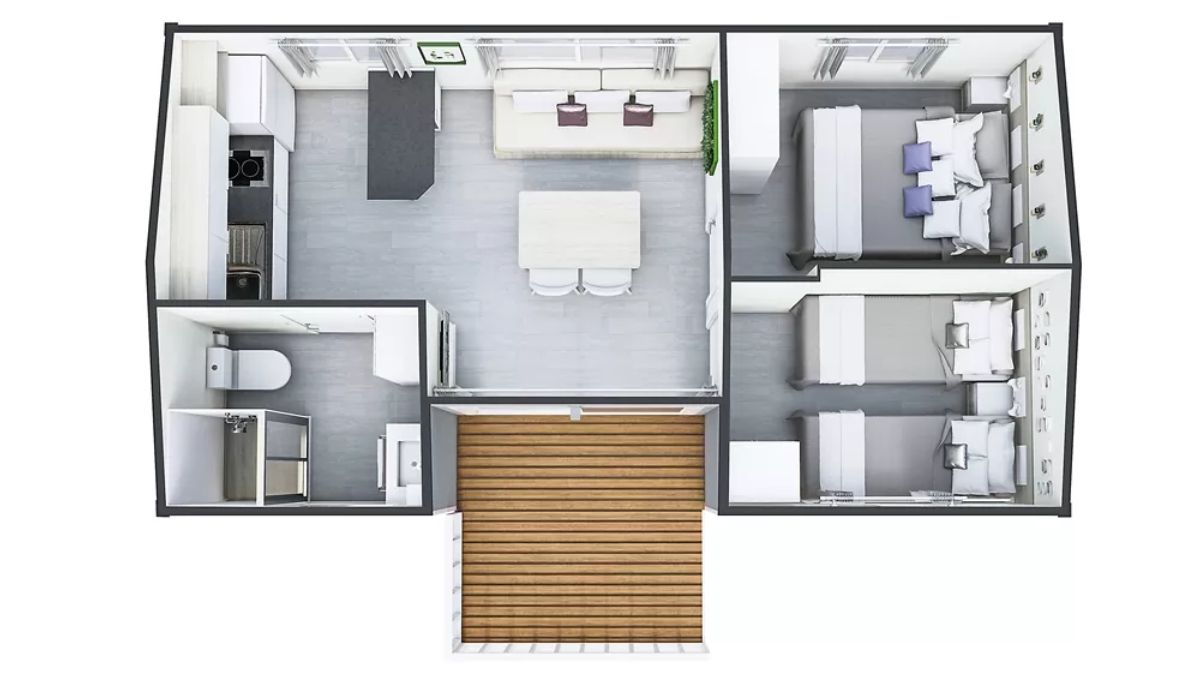 Plano casa prefabricada Mediterráneo