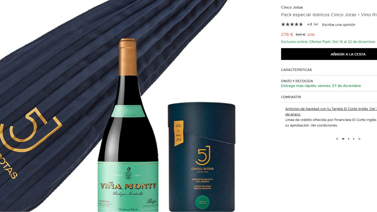 Oferta en El Corte Inglés de lote ibéricos