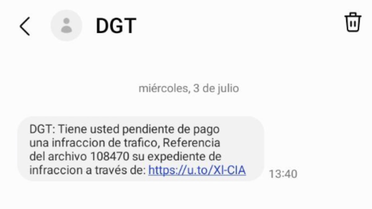 Mensaje fraudulento DGT
