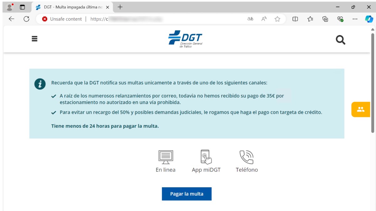 Página web falsa DGT