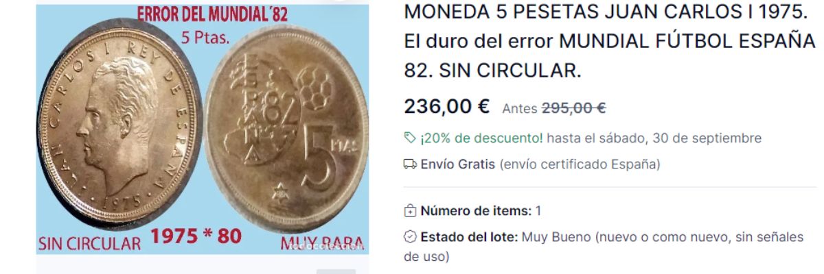 5 Pesetas 1975 (Reverso del Mundial del 82)