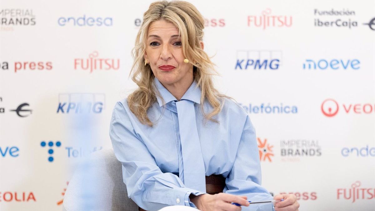 Yolanda Díaz durante su entrevista en Europa Press