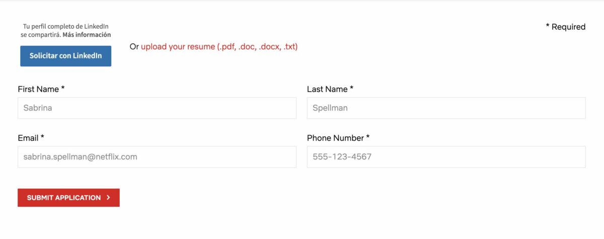 Aplicar a oferta de empleo en Netflix