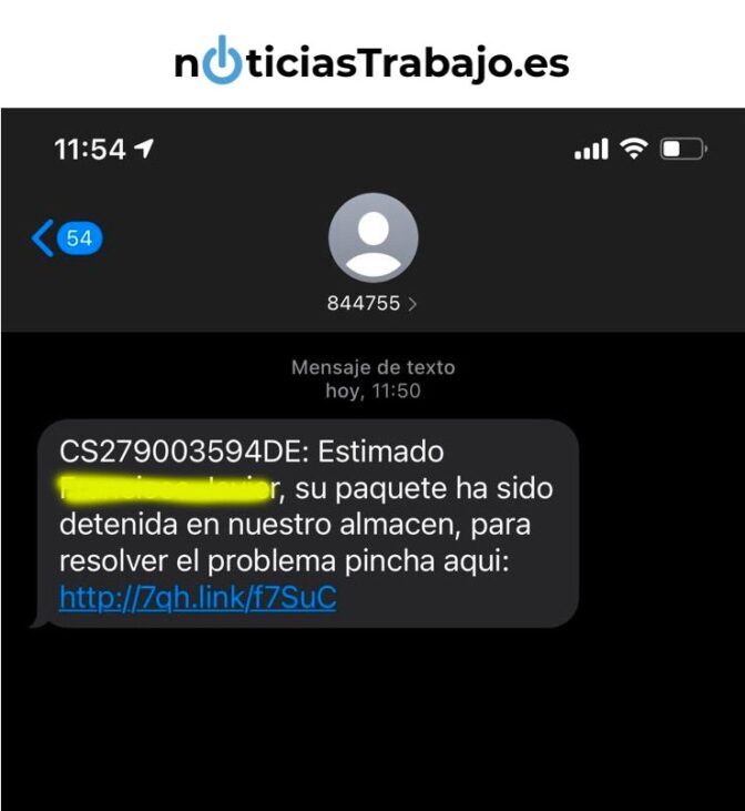 mensaje de estafa para robar tus datos