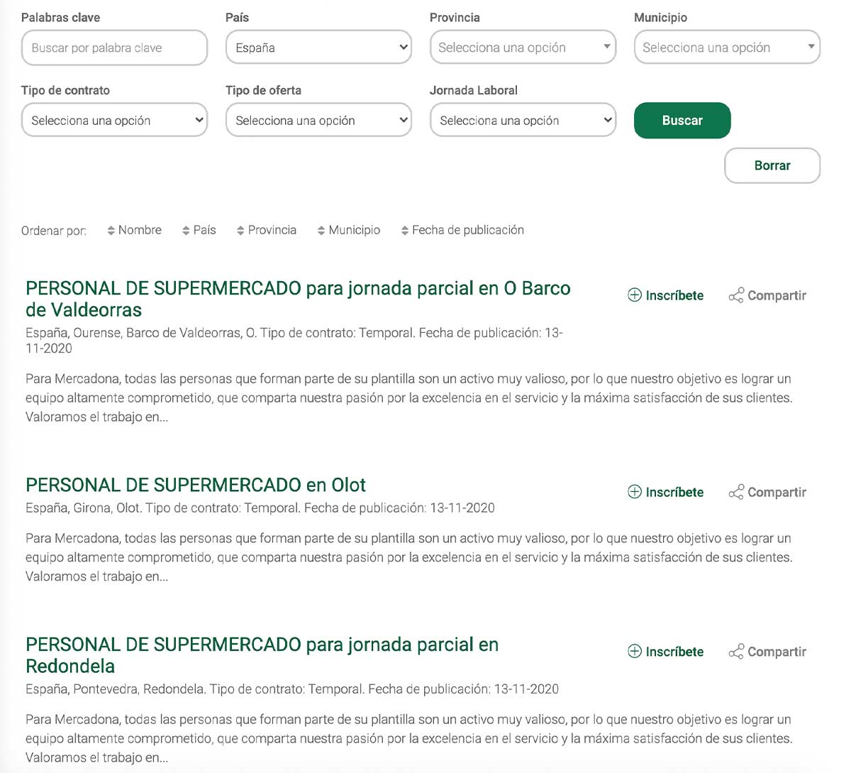 ofertas de empleo mercadona noviembre 2020