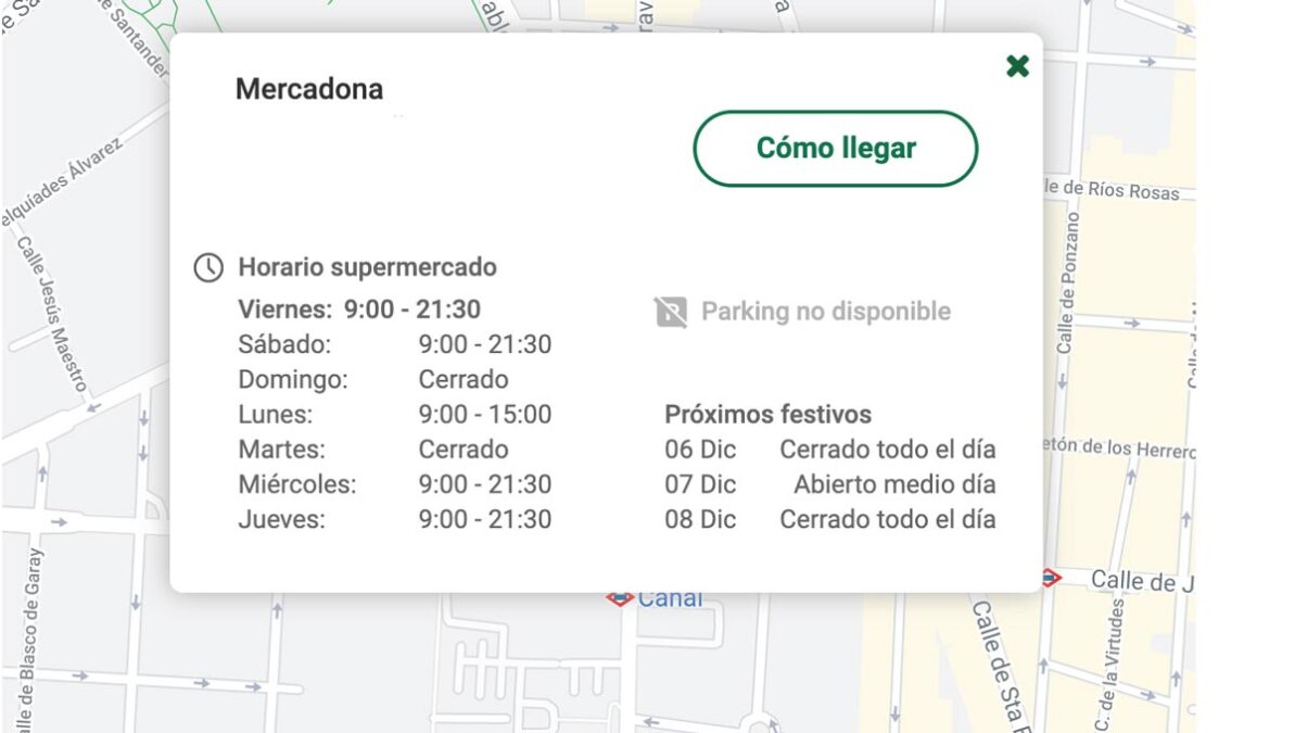 horario mercadona puente de la constitución