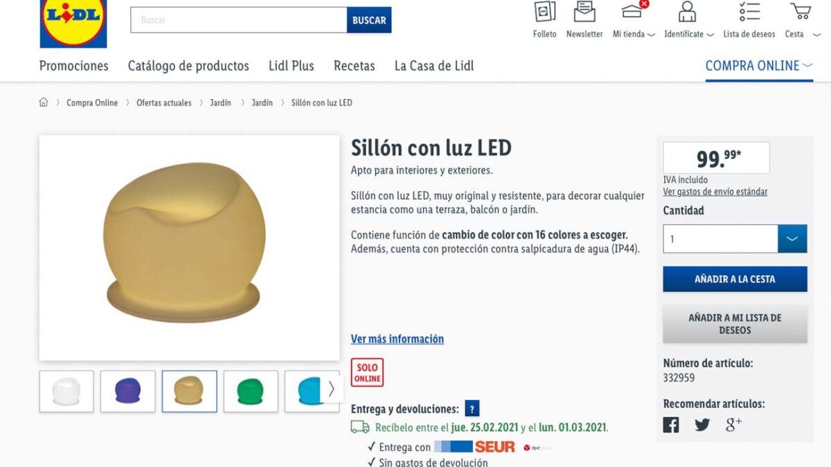 sillon con luz led lidl