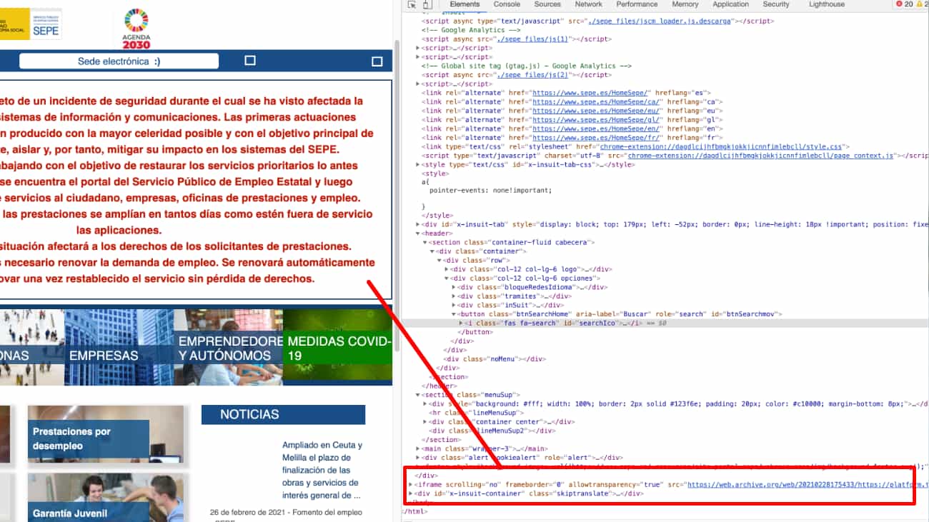 web del sepe clonada de archive.org