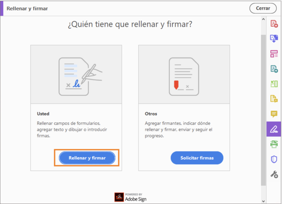 Rellenar y firmar documento PDF: paso 2